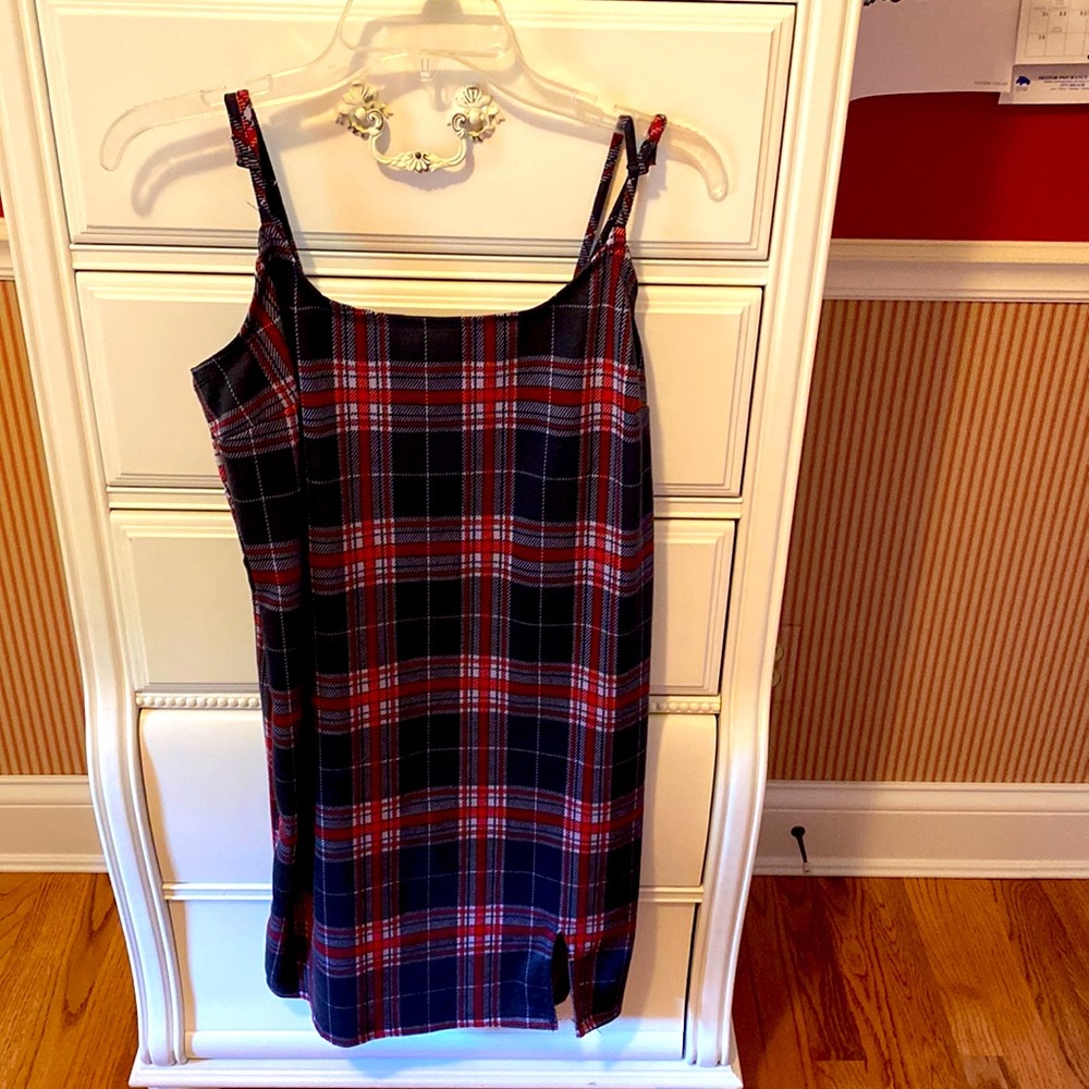Plaid dress, Size L, worn once, brand is Streetwear Society